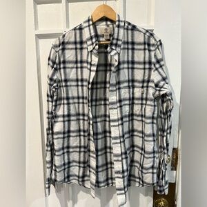 Timberland Men's Casual Plaid Shirt in White and Navy